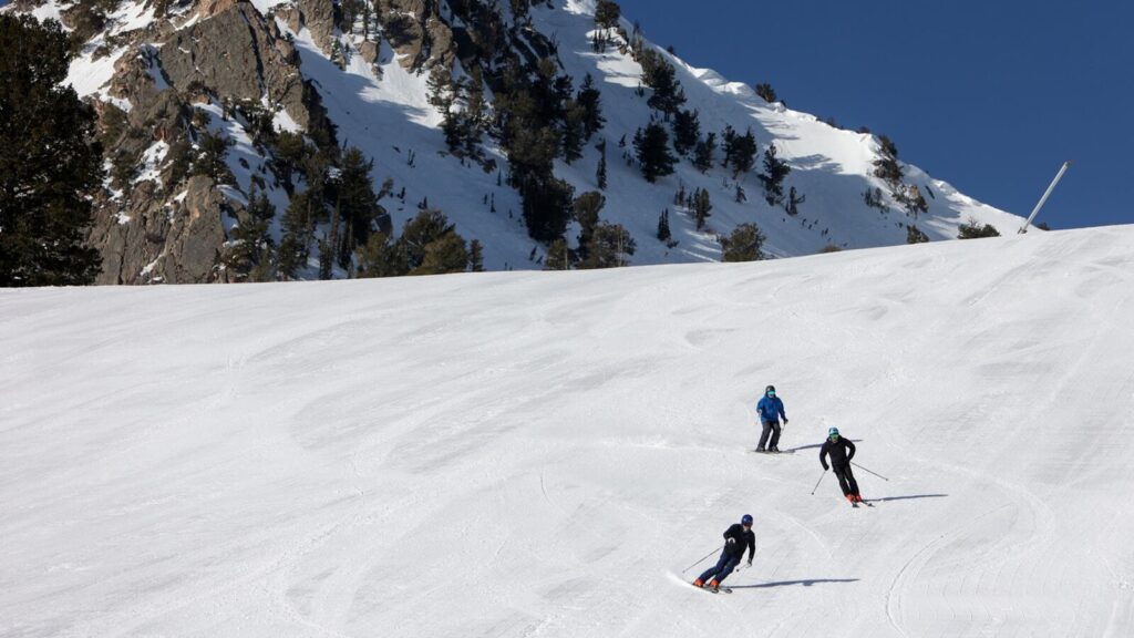 Skiers at Snow Basin Resort